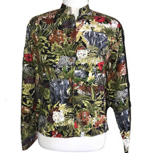 NEW IDENTITY PETITE MULTICOLOR SAFARI DESIGN BLAZER  SIZE PETITE SMALL